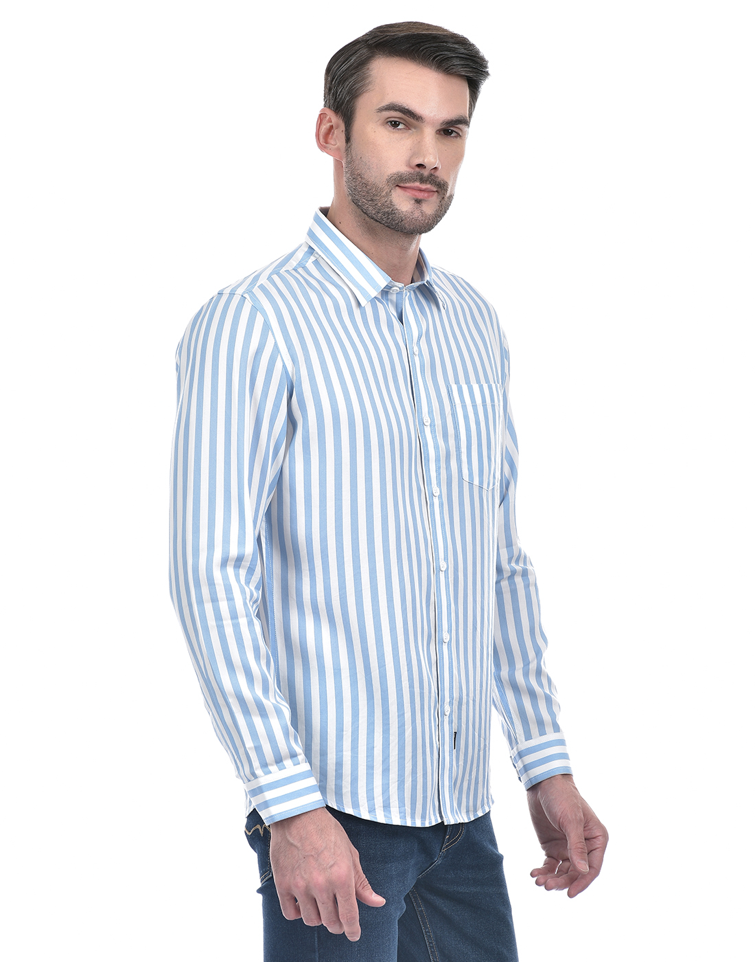 Numero Uno Men Striped Blue Shirt